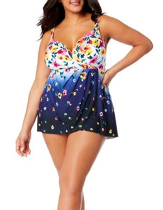 Anne Cole Plus Gradient Floral Swim Dress With Skirted Bottom 25PD61014